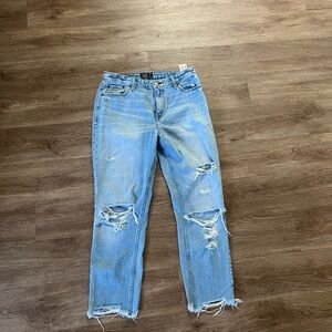 Abercrombie and Fitch women’s Distressed Straight Leg Blue Jeans